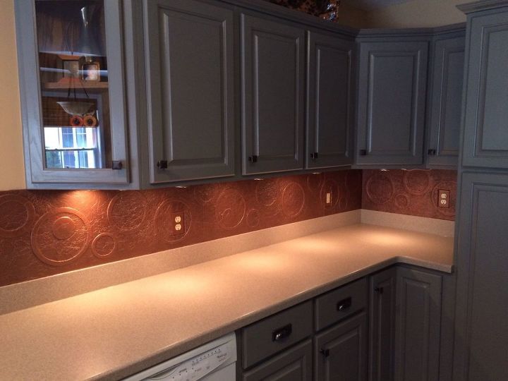 13 incredible kitchen backsplash ideas that aren t tile, Mold a copper finish with foam board foil
