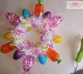easter egg wreath, crafts, easter decorations, seasonal holiday decor, wreaths