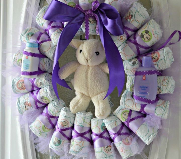 diy diaper wreath tutorial, crafts, repurposing upcycling, wreaths
