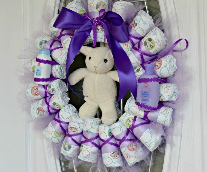diy diaper wreath tutorial, crafts, repurposing upcycling, wreaths