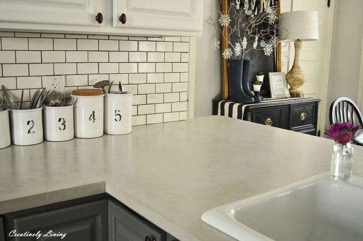 diy concrete countertop overlay, concrete masonry, countertops, kitchen backsplash