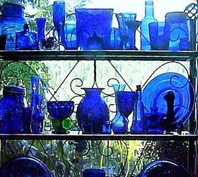 cobalt glass in kitchen window project, home decor