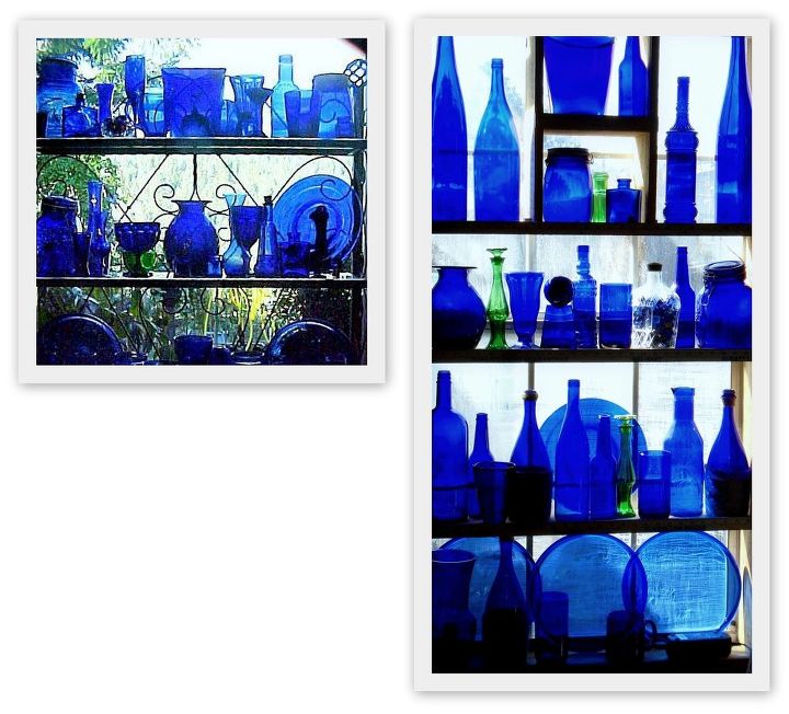 cobalt glass in kitchen window project, home decor