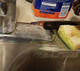 Cleaning stainless steel sink with Cascade....