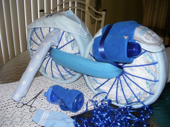 regalo para el baby shower de la moto de paales