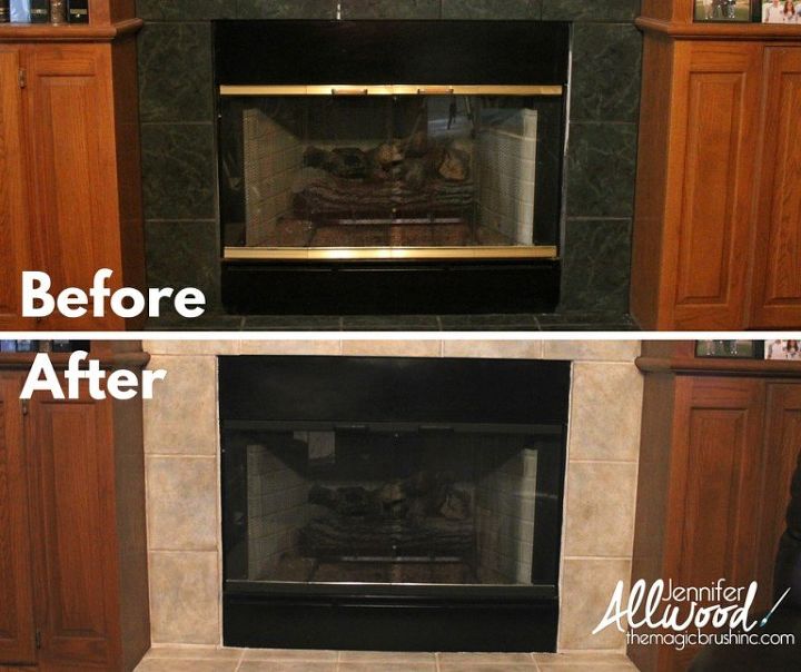 update your brass fireplace trim and outdated fireplace tile, fireplaces mantels, how to, painting