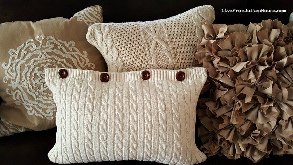 thrift store sweater pillow covers tutorial, crafts, diy, repurposing upcycling, reupholster