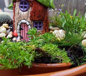 broken pot fairy garden, crafts, gardening