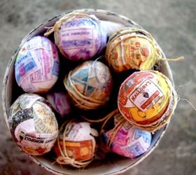 25 quick easter egg ideas that are just too stinkin cute, Plaster eggs in printed vintage labels