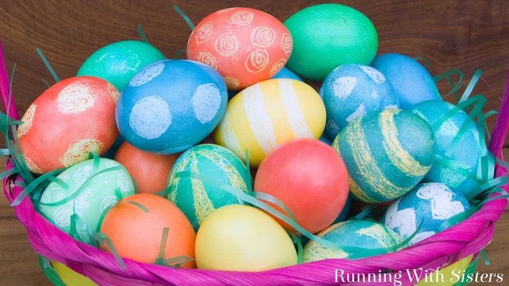 25 quick easter egg ideas that are just too stinkin cute, Dip dye eggs draw on them with crayons