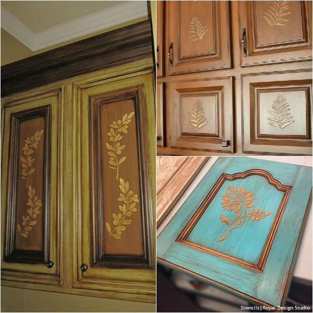 20 diy cabinet door makeovers with furniture stencils