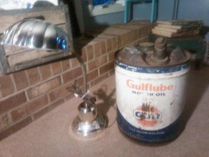 repurposed gulf oil canister, lighting, repurposing upcycling, Soon to become one