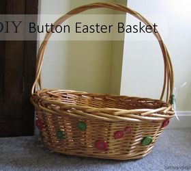 diy button easter basket, crafts, easter decorations, seasonal holiday decor
