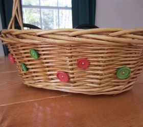 diy button easter basket, crafts, easter decorations, seasonal holiday decor, Sewing one of the last buttons on
