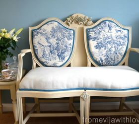 DIY French Style Seat Made From Two Old Chairs