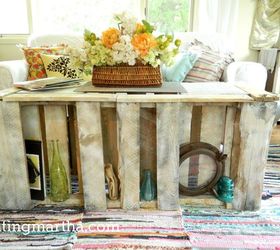 15 pallet coffee tables that look way too good to be diy, Cut one in half for a slatted standing table