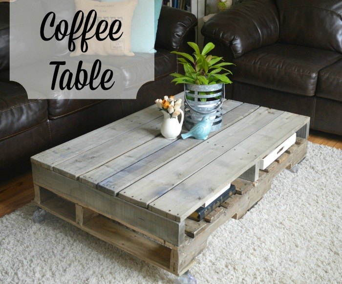 s 15 pallet coffee tables that look way too good to be diy, painted furniture, pallet, Use four pallets for storage friendly style