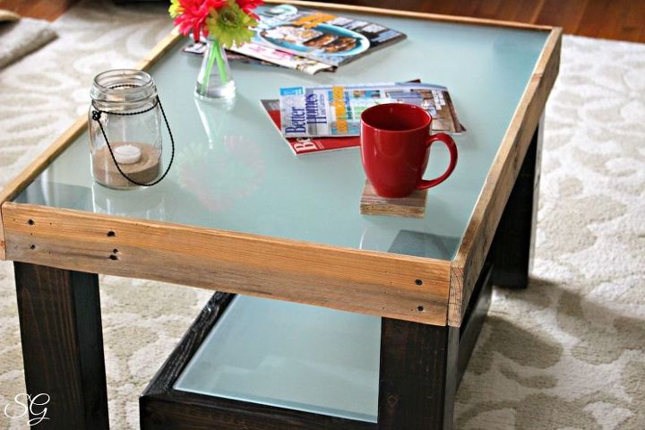 15 pallet coffee tables that look way too good to be diy, Make the frame for a frosted glass tabletop