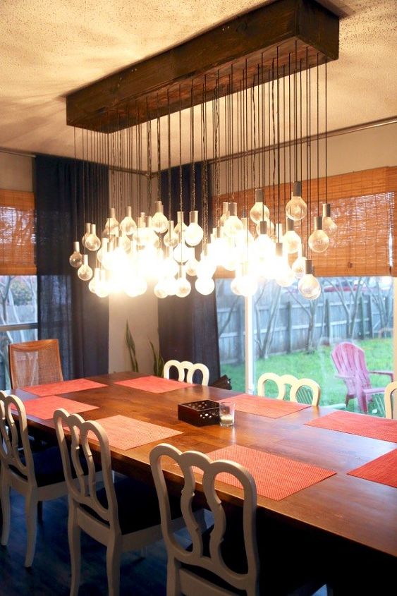 diy multi bulb chandelier, dining room ideas, diy, how to, lighting, woodworking projects
