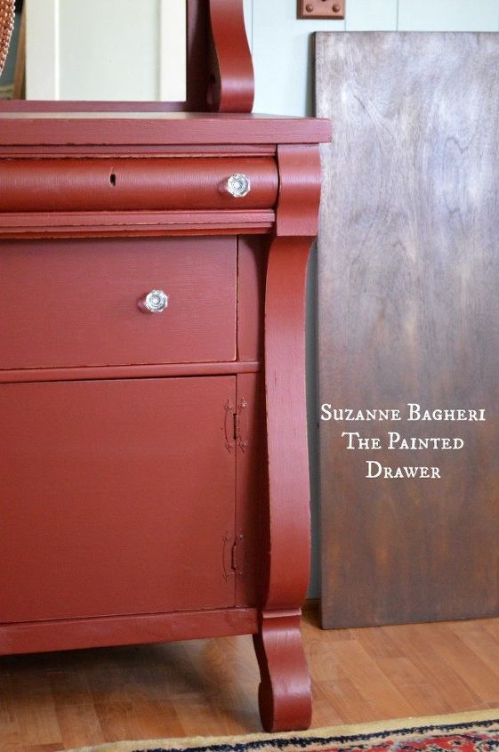 peeling veneer no fear a showstopper in red, how to, painted furniture