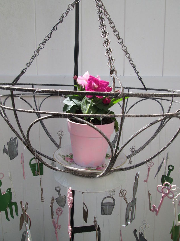 potted hanging wind chime, container gardening, crafts, gardening, outdoor living, repurposing upcycling