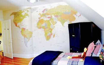 World Map Decal on Boys Bedroom Wall! A Great Idea in Your Kids Room!