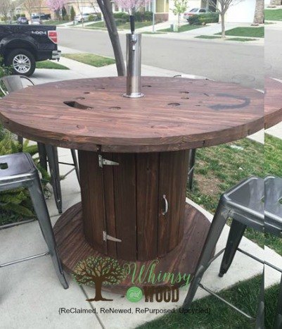 patio party cable spool upcycled with style, outdoor living, painted furniture, repurposing upcycling