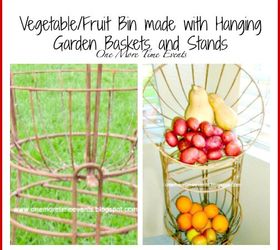vegetable fruit bin made with hanging garden baskets and stands, crafts, organizing, repurposing upcycling, storage ideas