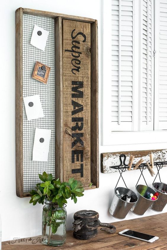 groceries remembered thanks to an antique soil sifter, crafts, organizing, repurposing upcycling, wall decor