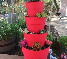 s 20 low maintenance container gardens for beginners, container gardening, gardening, Make a tower of succulents to maximize space