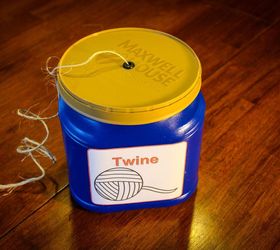 twine holder from coffee container, how to, repurposing upcycling, storage ideas