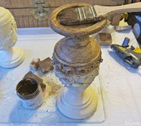 pillar candle holder and finial update, chalk paint, crafts