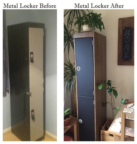 antes e depois armrio de metal para armazenamento