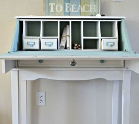 coastal style casual desk makeover, chalk paint, painted furniture