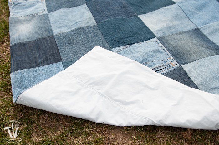 make an awesome water resistant picnic blanket from old jeans, outdoor living, repurposing upcycling, reupholster