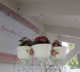 Outdoor Candle Chandelier Turned Coffee Cup Planter