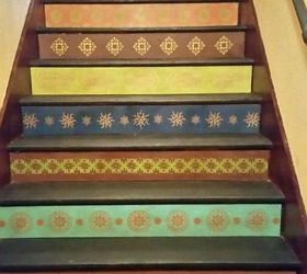 15 bold ways to redo your outdated staircase without remodeling, Stencil a set of plywood risers
