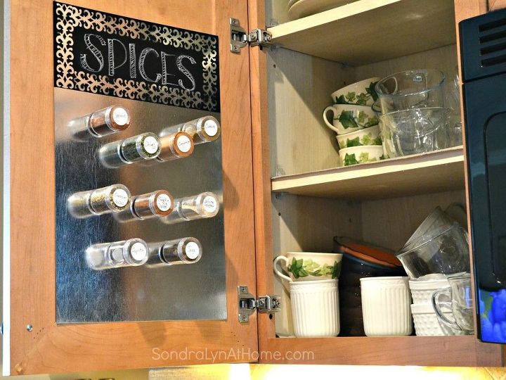 10 borderline brilliant ways to store spices and save counter space, Make a magnetic board inside your cabinet