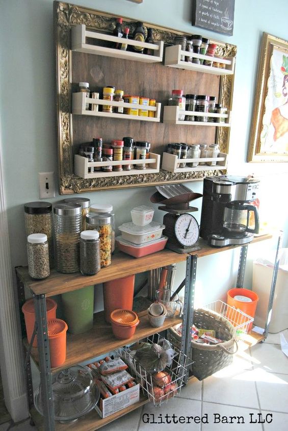 10 borderline brilliant ways to store spices and save counter space, Build a giant frame of racks for an open wall