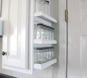 10 borderline brilliant ways to store spices and save counter space, Put extra shelves against a cabinet side