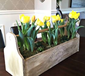 vintage toolbox centerpiece, container gardening, diy, gardening, woodworking projects
