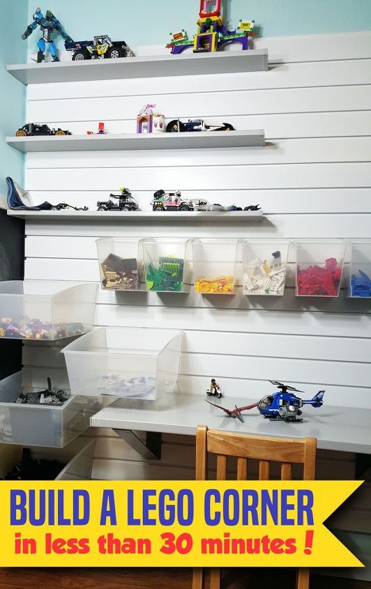 build a lego corner in 30 minutes, cleaning tips, organizing, shelving ideas, storage ideas