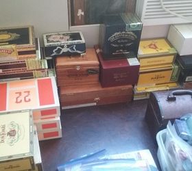 i cannot decide what to do with the these wooden cigar boxes ideas, Most of these have a paper glued to the wood as much as I love the look of the cigar labels some are not appealing