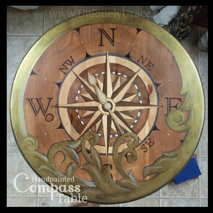 15 times stain stole the spotlight in a furniture flip, This sharp and chic compass table
