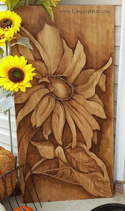 15 times stain stole the spotlight in a furniture flip, This warm sunflower porch art