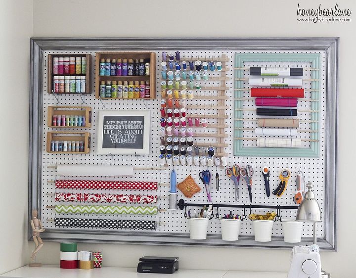 15 ways to organize every messy nook with pegboard, Use it in a craft room to organize everything