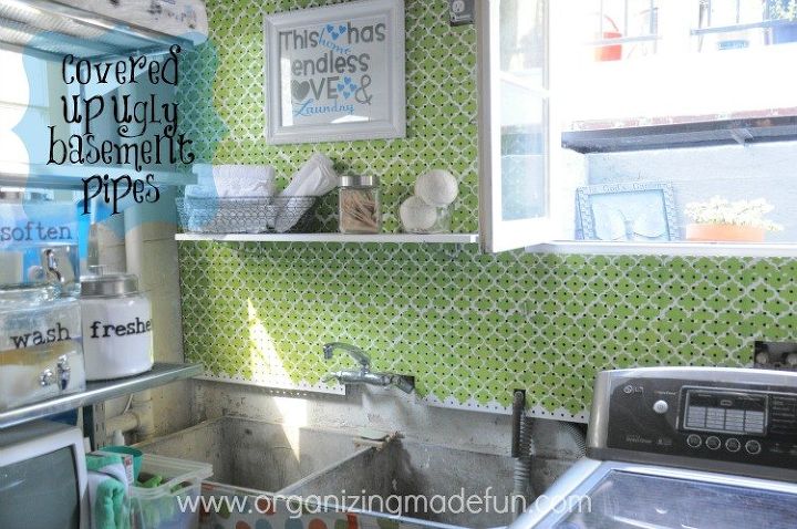15 ways to organize every messy nook with pegboard, Cover water pipes or just an ugly wall
