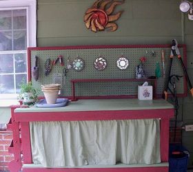 15 ways to organize every messy nook with pegboard, Add to your potting bench for garden storage
