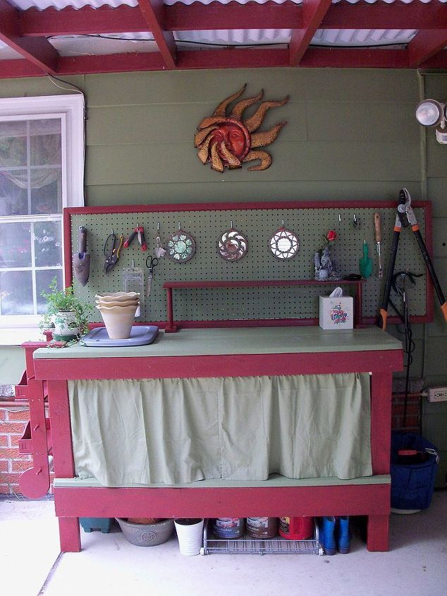 15 ways to organize every messy nook with pegboard, Add to your potting bench for garden storage