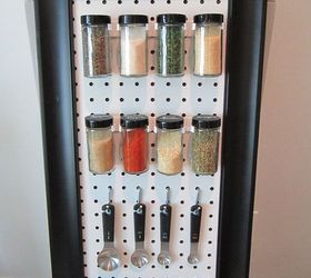 15 ways to organize every messy nook with pegboard, Make an easy spice rack for a kitchen wall